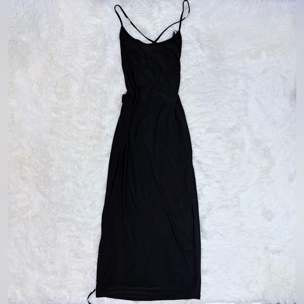 Forever 21 Black Tie-Back Midi Dress